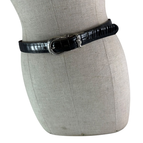 90s Genuine BRIGHTON 5019 Reversible Black & Red Croc Leather Women Belt Size 30 main image 10
